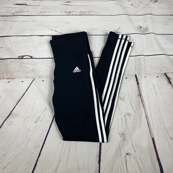 Adidas Black Stripe Leggings - Picture 1 of 8